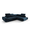 ECKSOFA PRAGA DESIGN L, Eckcouch in L-Form mit Schlaffunktion, Farbe: Blau, Velourstoff, Ottomane Universal - Blau, Textil (275/202cm) - O-Sofa