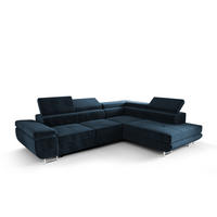 ECKSOFA PRAGA DESIGN L, Eckcouch in L-Form mit Schlaffunktion, Farbe: Blau, Velourstoff, Ottomane Universal - Blau, Textil (275/202cm) - O-Sofa