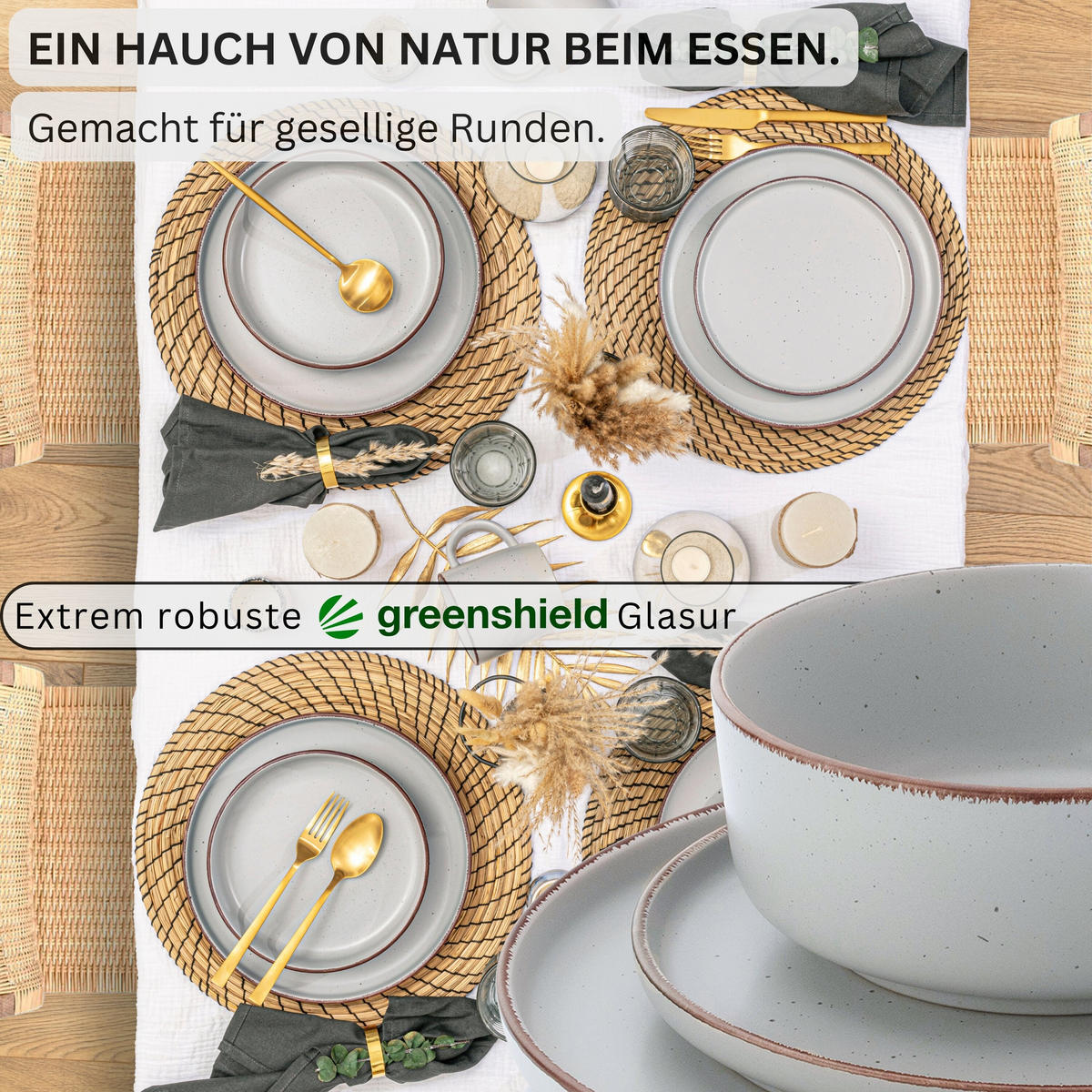 TAFELSERVICE BOMBAY STONE - 12 teilig aus Steingut - Grau, Stein (27/6.5/27cm) - Sänger
