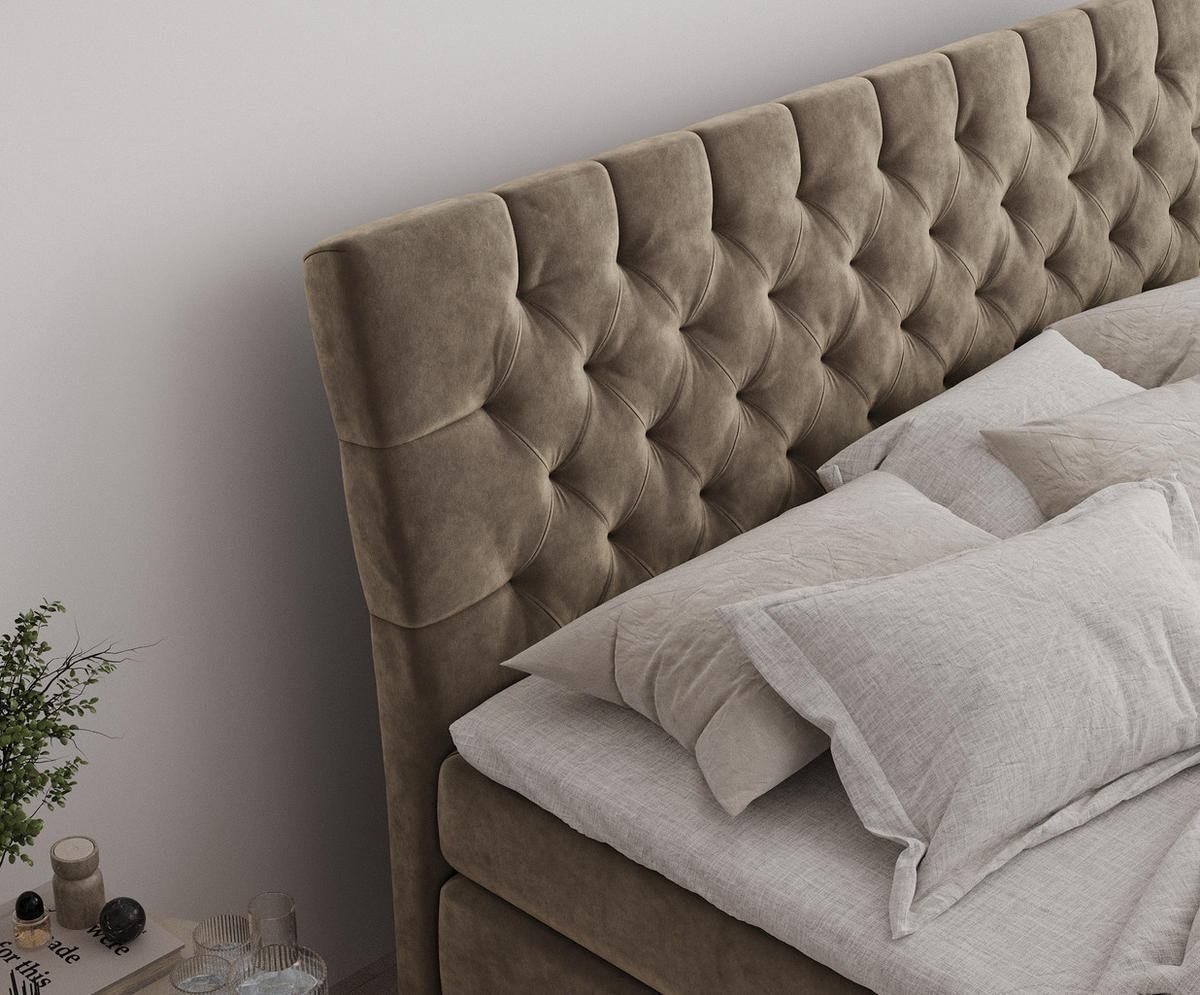 BOXSPRINGBETT Seraphine Braun 140/200 cm - Schwarz/Braun, Holz/Holzwerkstoff (140/200cm) - Maison de Reve