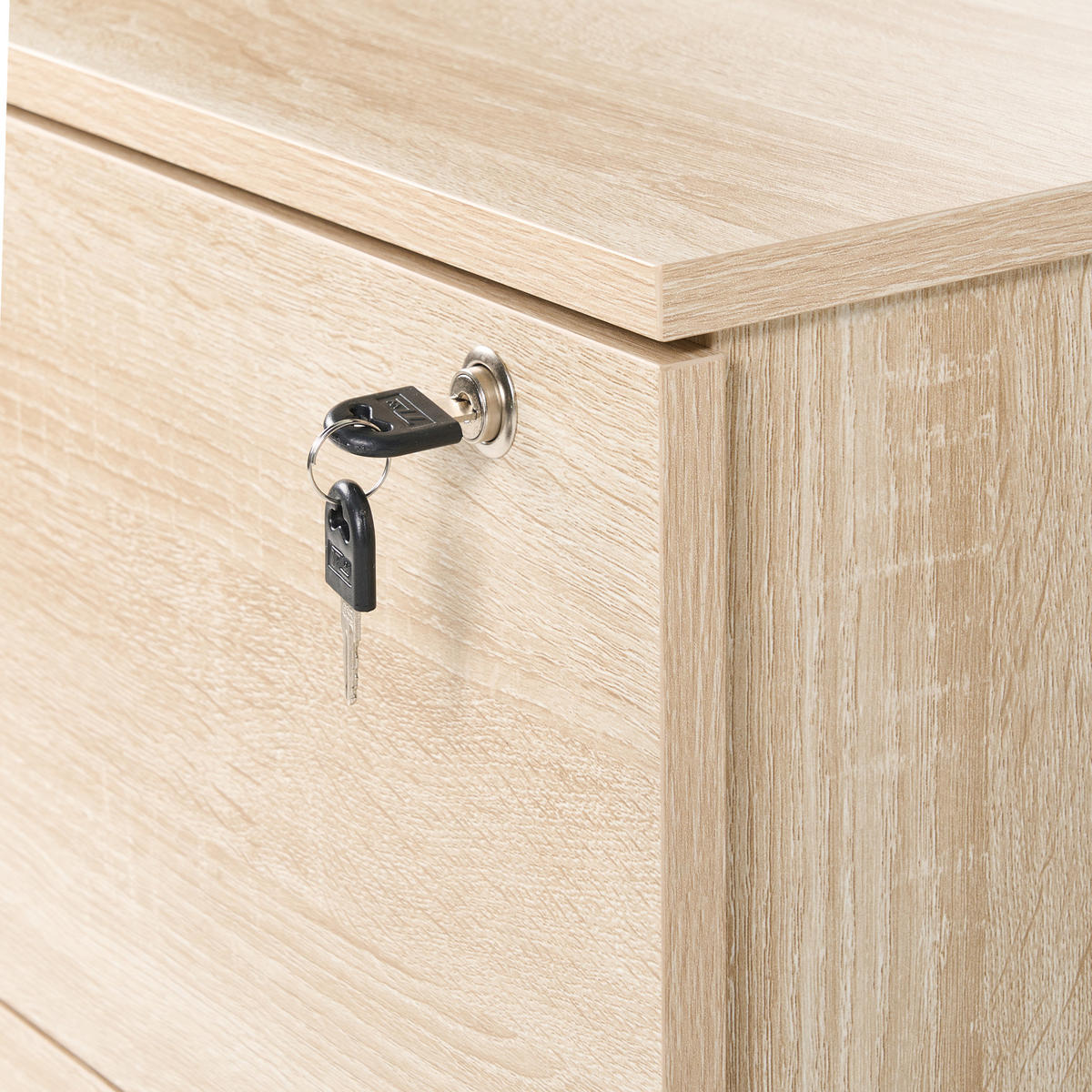 BÜROSCHRANK Hellbraun Johnson - Hellbraun/Schwarz, Holzwerkstoff (40/62/40cm) - Beliani