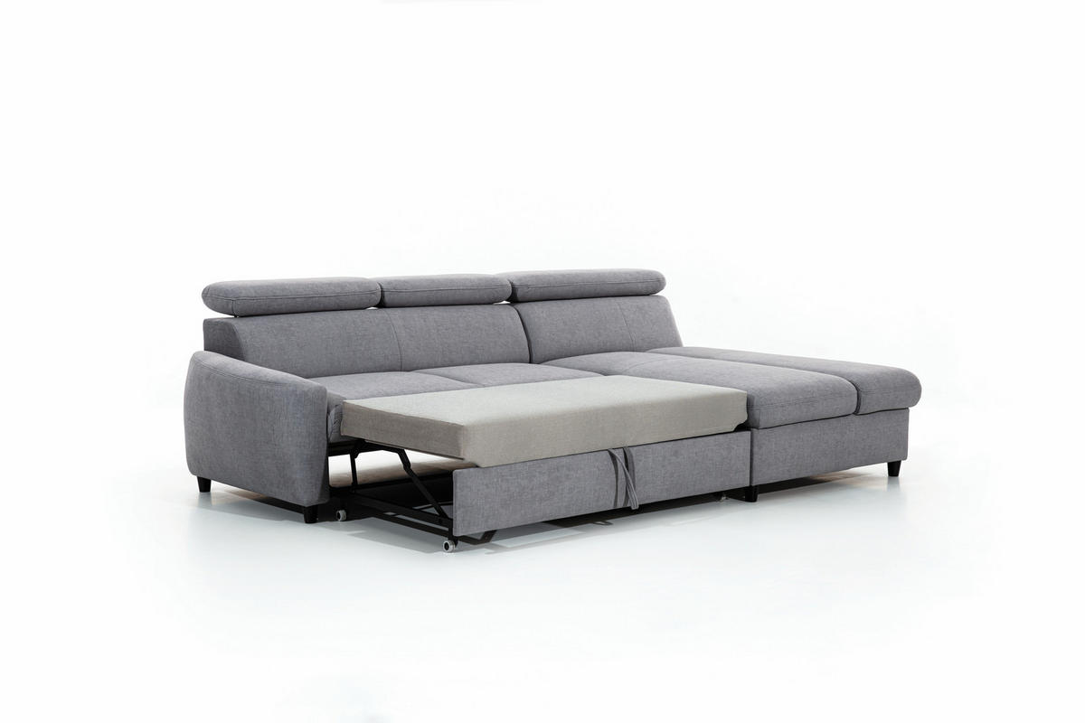 ECKSOFA L Form Olettio Mini Braun 260/170/96 cm Rechts mit Schlaffunktion - Schwarz/Braun, Kunststoff/Textil (260/170cm) - AX Living
