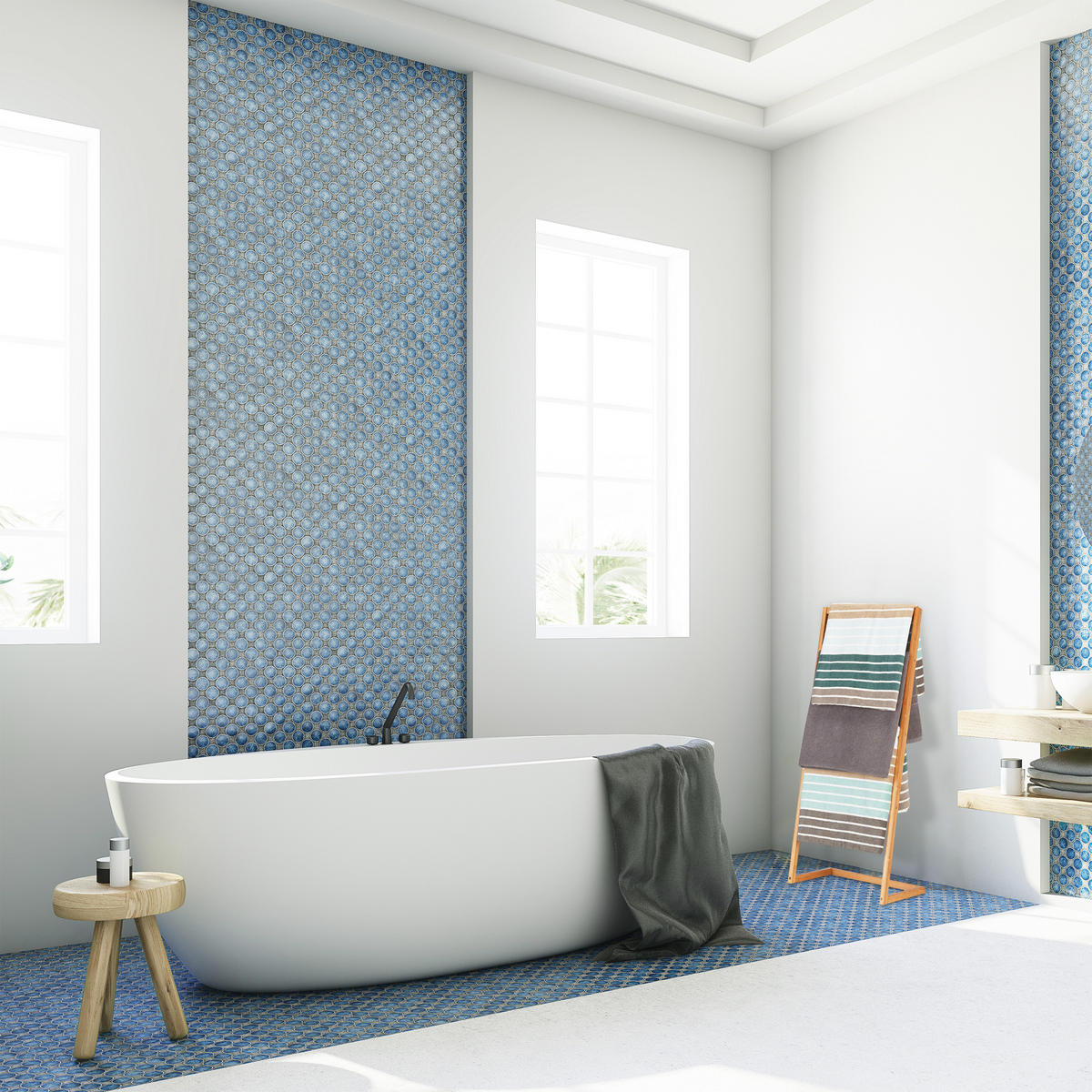 DRŽIAK na uteráky - svetlohnedá, drevo (40.5/98/28cm) - Relaxdays