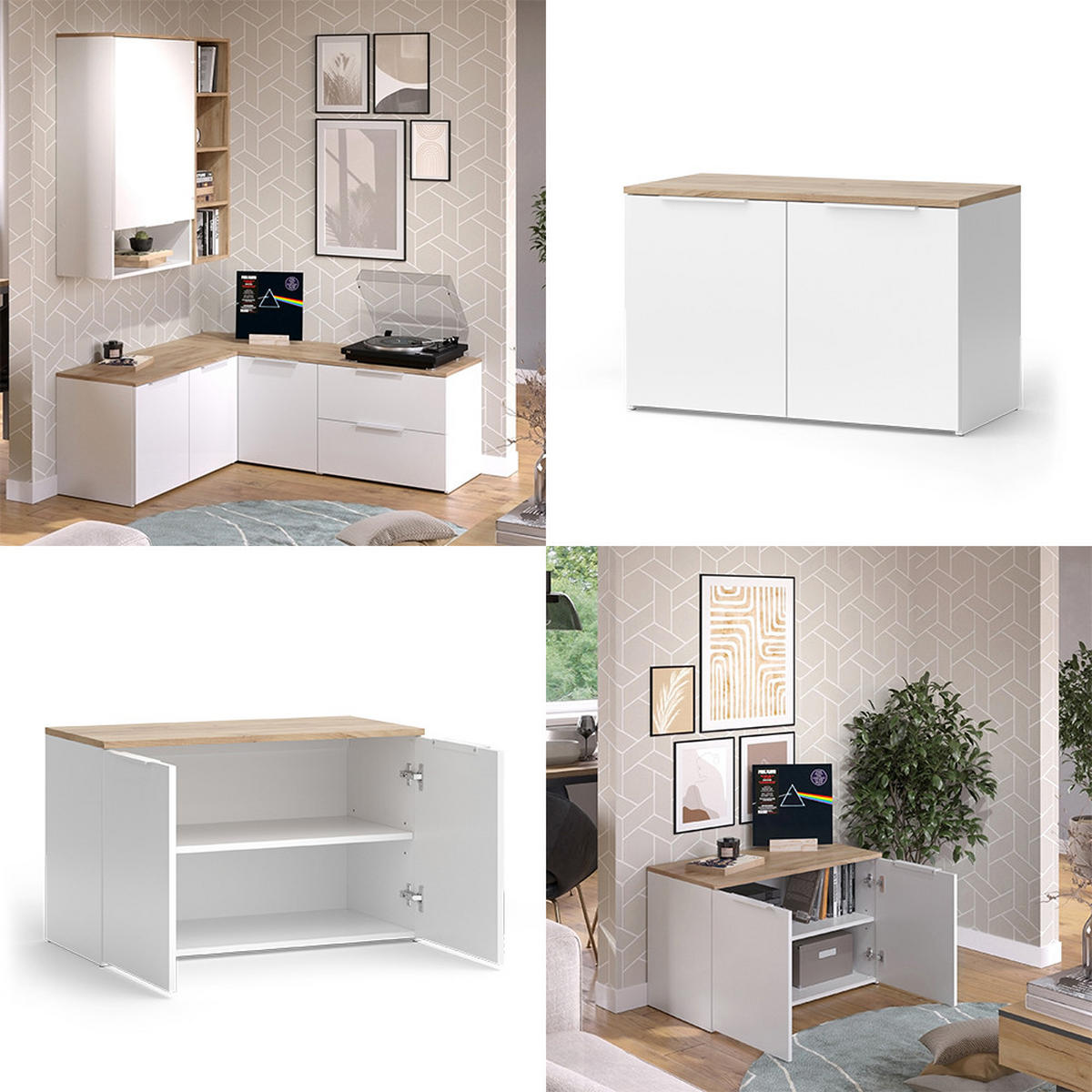 KOMMODE Wido Weiß/Sonoma 40 x 50 cm mit 2 Türen - Weiß/Sonoma Eiche, Holzwerkstoff (80/50/40cm) - Vicco