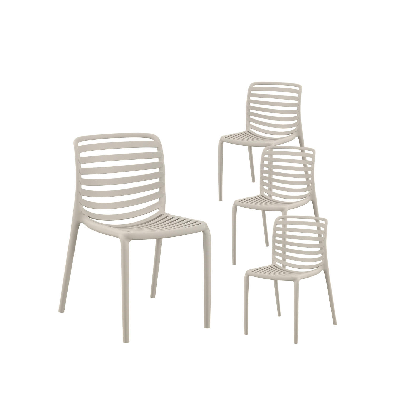 GARTENSTUHL Eros Beige 45 cm x 81 cm 4er-Set - Beige, Kunststoff (45/81/55cm) - Klast Home