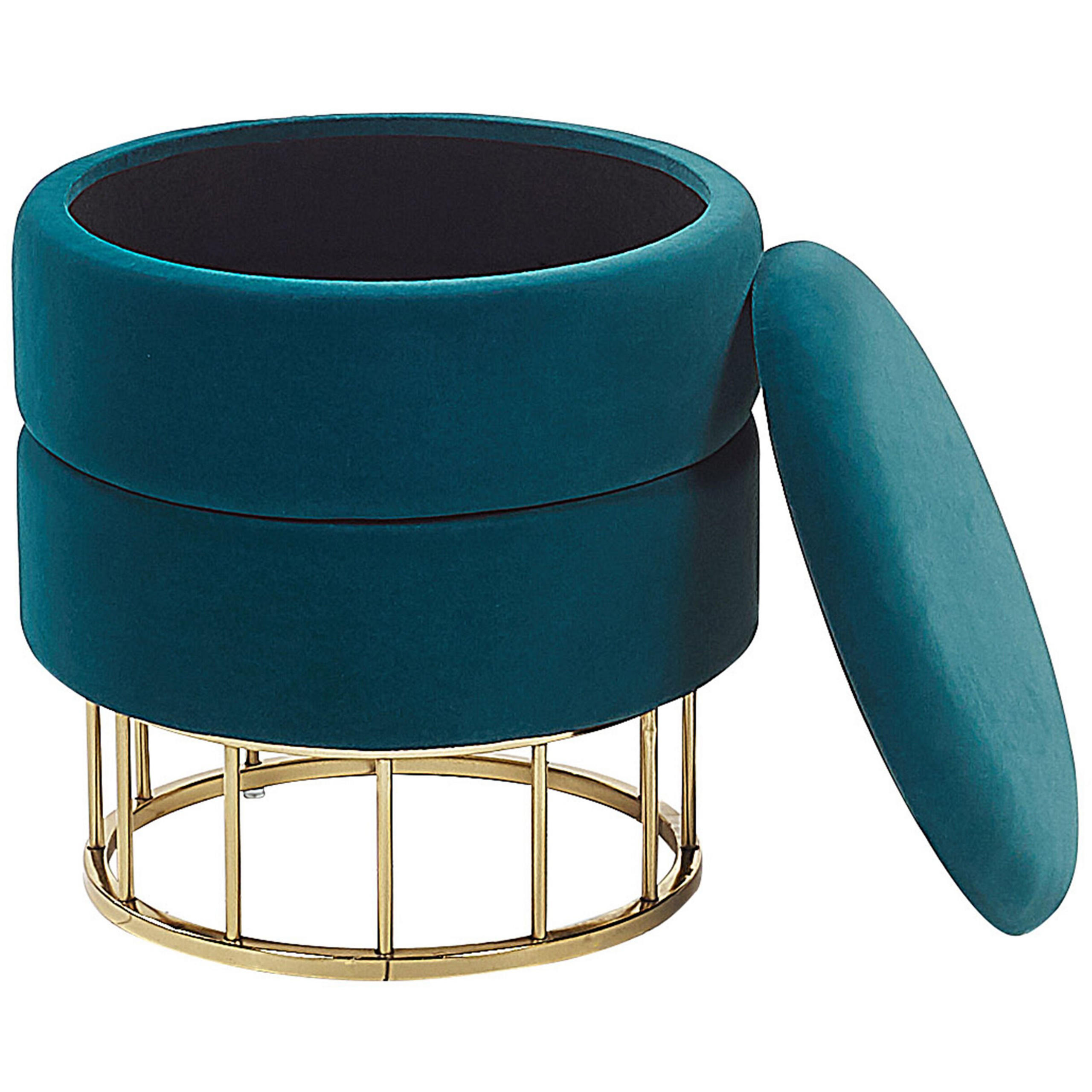 HOCKER Elgin 37/37/42 cm - Blau, Textil (37/42/37cm) - Beliani