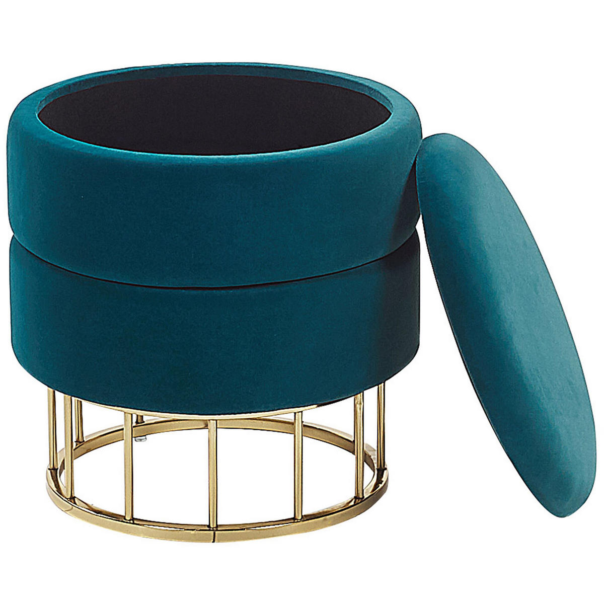 HOCKER Elgin 37/37/42 cm - Blau, Textil (37/42/37cm) - Beliani