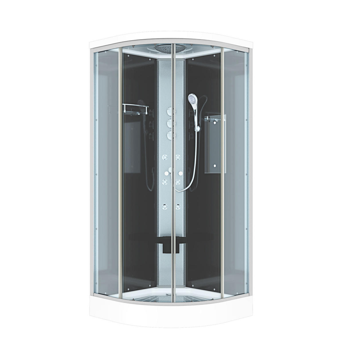 DUSCHE Fertigdusche D10-23T1 Schwarz 100x100 - Schwarz, Glas/Kunststoff (100/100/215cm) - AcquaVapore by Sandra Jentho