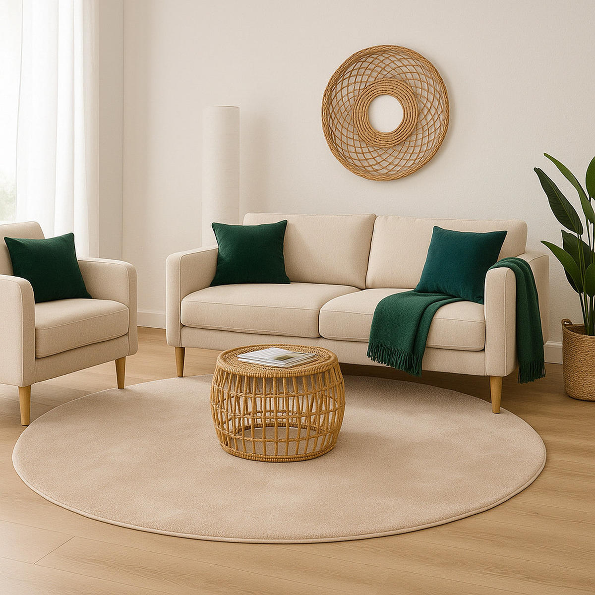 FELLTEPPICH SUPER SOFT PEARL RUND - Beige, Textil (160/160cm) - Pergamon