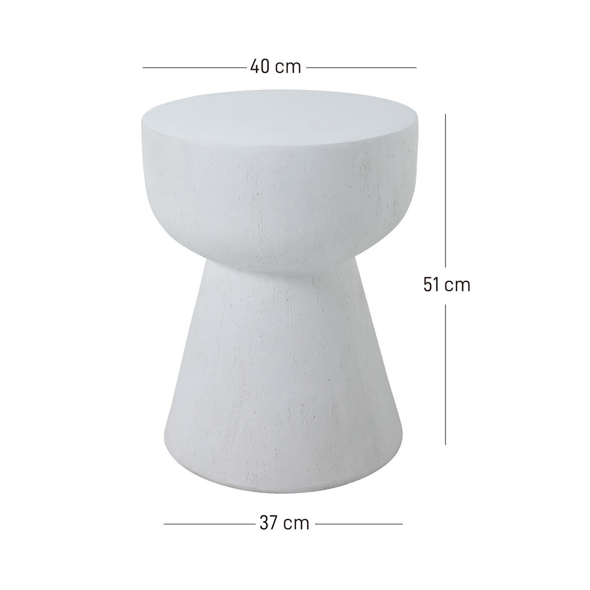 BEISTELLTISCH Rund Weiß 45 x 45 x 52 cm - Weiß, Metall (40/40/51cm) - Nordlys