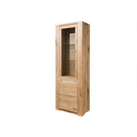 VITRINE Wildeiche 73x40x205 beige geölt KENT #201 - Hellbraun, Holz (73/205/40cm) - Massivmoebel24