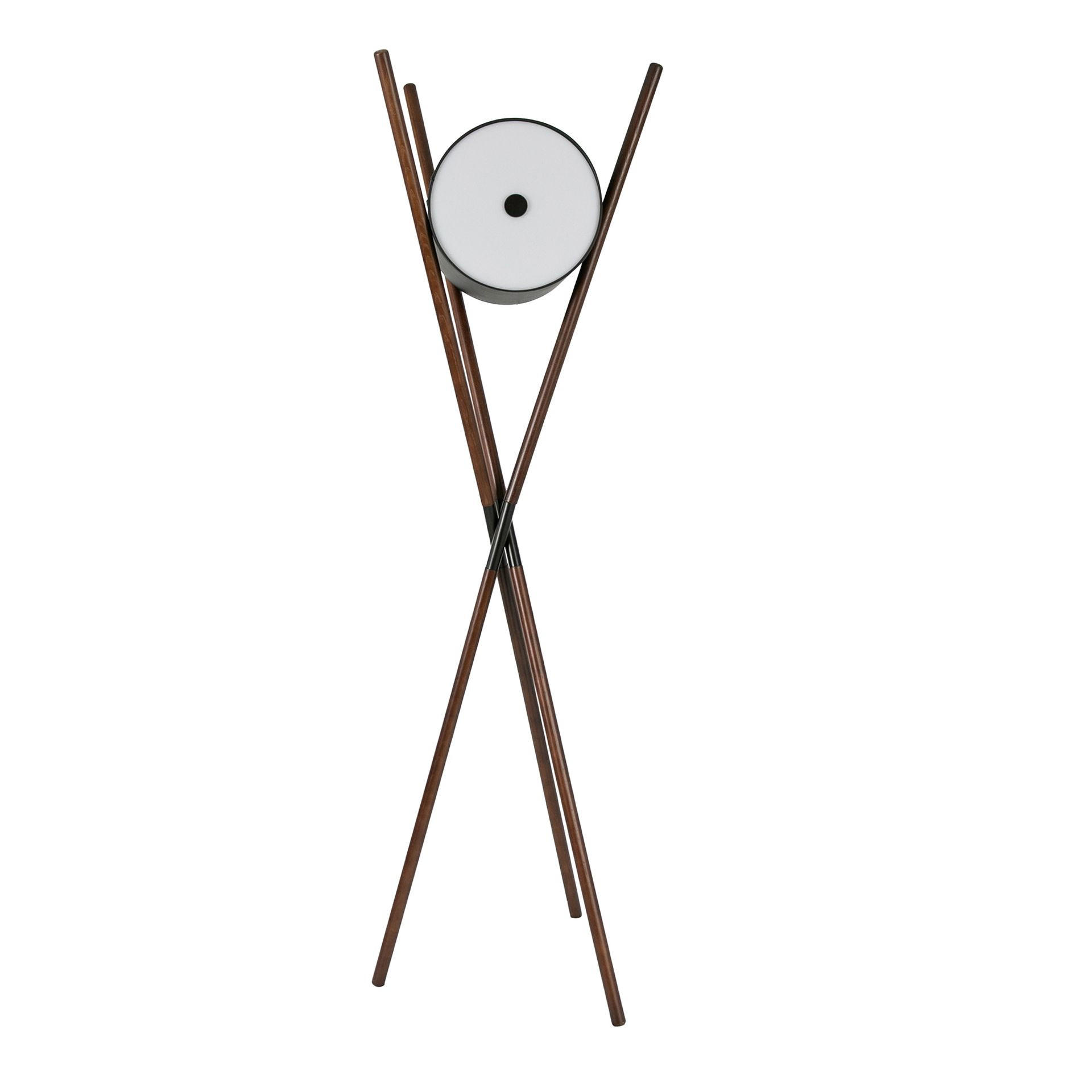 STEHLEUCHTE aus Holz, Kunstleder und dunklem Nussbaum 57/51/173 cm - Walnussfarben/Schwarz, Holz/Metall (51/57/173cm) - The Lumine