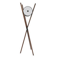 STEHLEUCHTE aus Holz, Kunstleder und dunklem Nussbaum 57/51/173 cm - Walnussfarben/Schwarz, Holz/Metall (51/57/173cm) - The Lumine