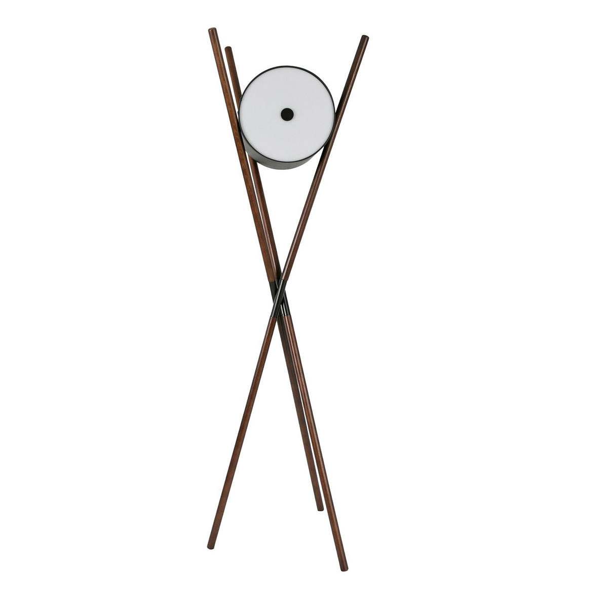 STEHLEUCHTE aus Holz, Kunstleder und dunklem Nussbaum 57/51/173 cm - Walnussfarben, Holz/Metall (51/57/173cm) - The Lumine