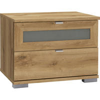 NACHTTISCH Plankeneiche / Grauglas 52 / 38 / 40cm - Eichefarben, Holz/Holzwerkstoff (52/40/38cm) - Wimex