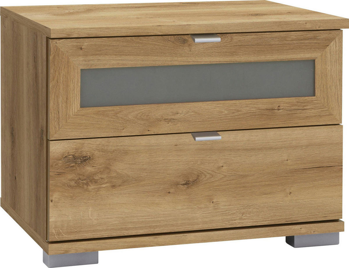 NACHTTISCH Plankeneiche / Grauglas 52 / 38 / 40cm - Eichefarben, Holz/Holzwerkstoff (52/40/38cm) - Wimex