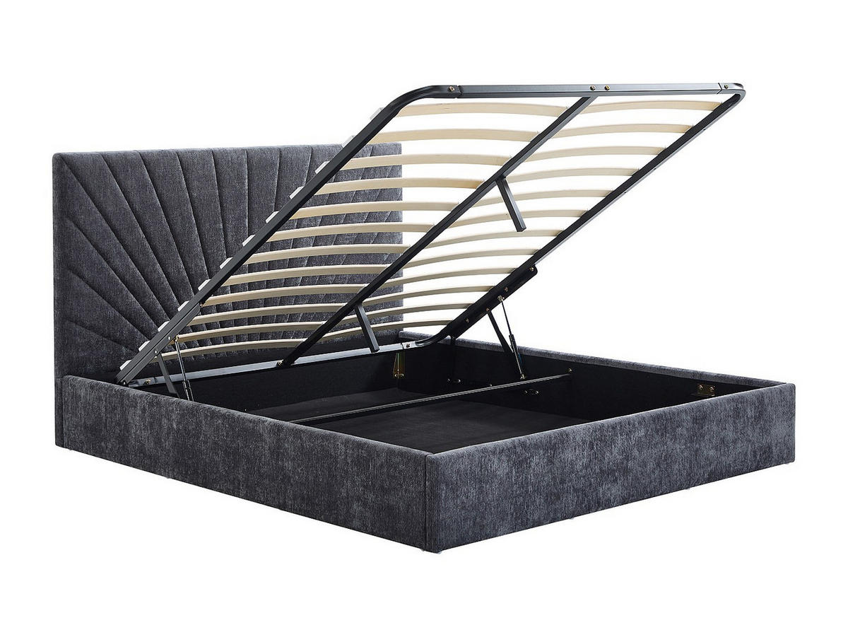 BETT mit Bettkasten - 2 Personen - Stoff - Anthrazitgrau - - Anthrazit, Textil (160/200cm) - Vente-Unique