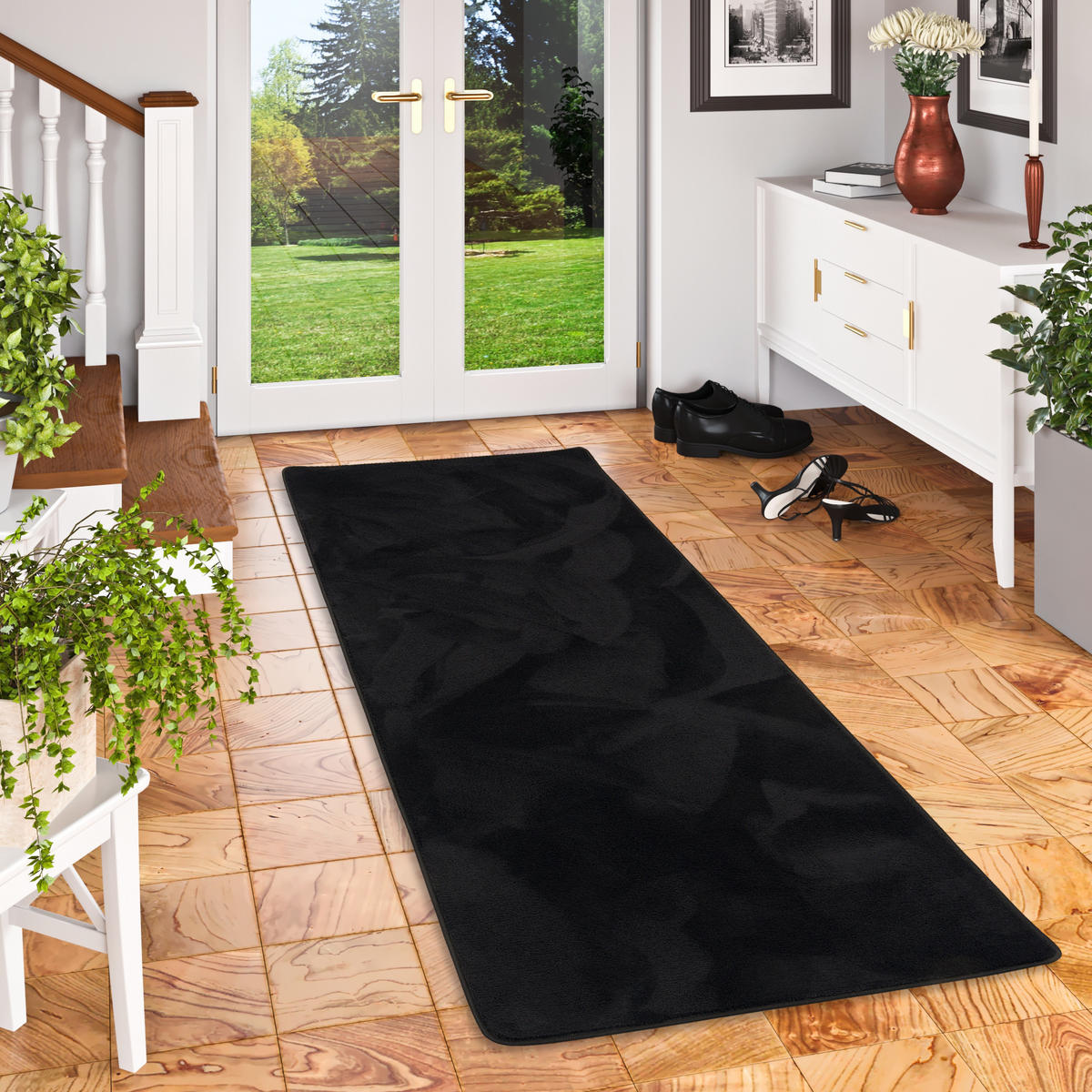 LUXUS SUPER SOFT HOCHFLOR LANGFLOR TEPPICH LÄUFER DELUXE - Schwarz, Textil (100/300cm) - Snapstyle