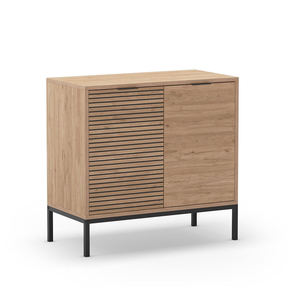 KLEINES Buffet mit 2 Türen und Metallfüßen Ariel - L80 cm - Apfelbaumfarben, Holzwerkstoff (40/80/80cm) - Calicosy