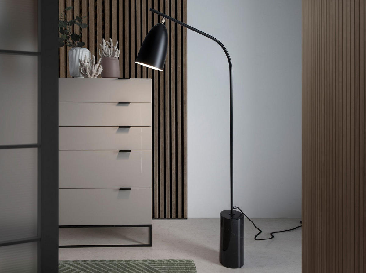 STELEUCHTE Stehleuchte aus schwarzem Marmor und schwarzem Stahl 62/15/147 cm - Schwarz, Metall (15/62/147cm) - ANGEL CERDA