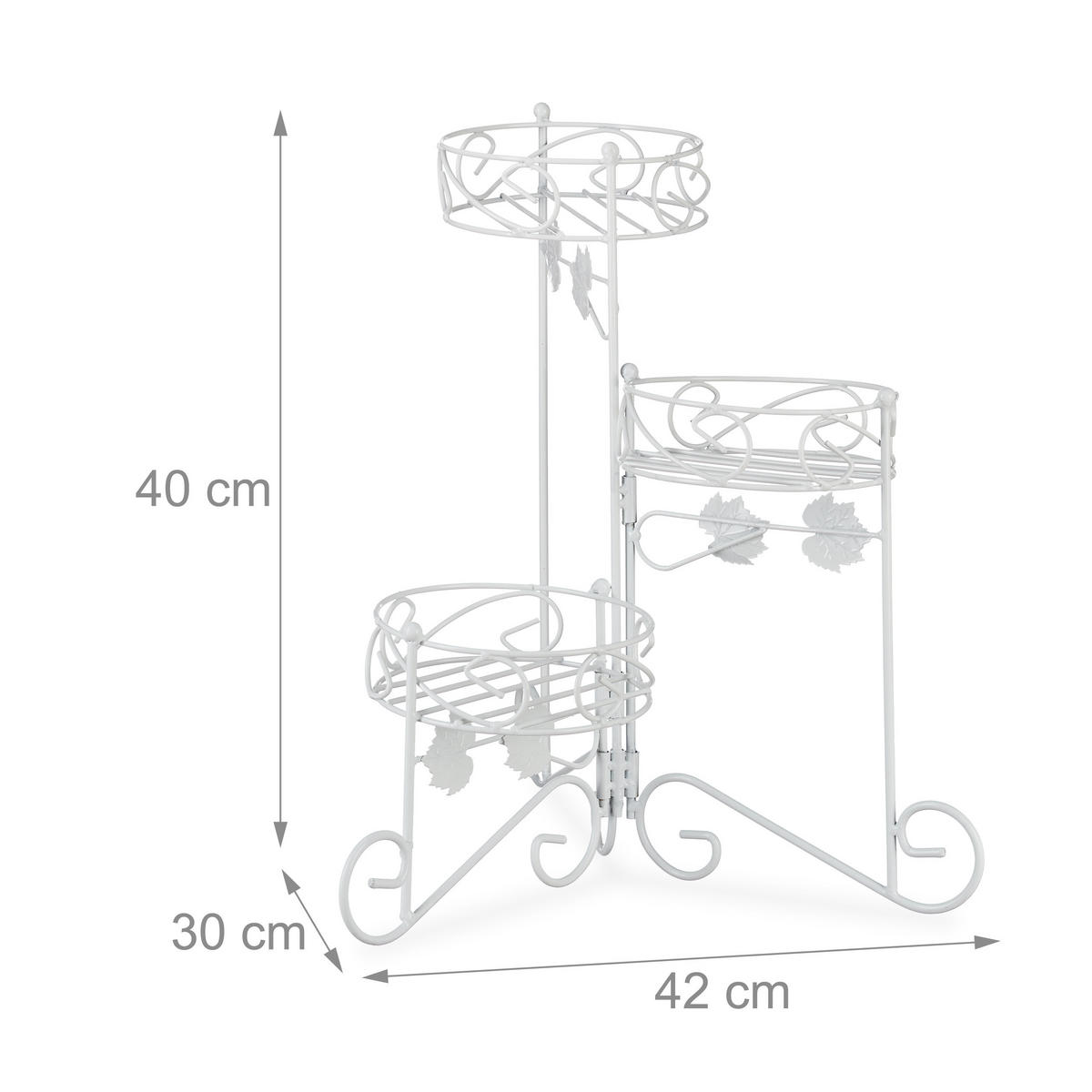 BLUMENSTÄNDER Metall - Weiß, Metall (42/40/30cm) - Relaxdays