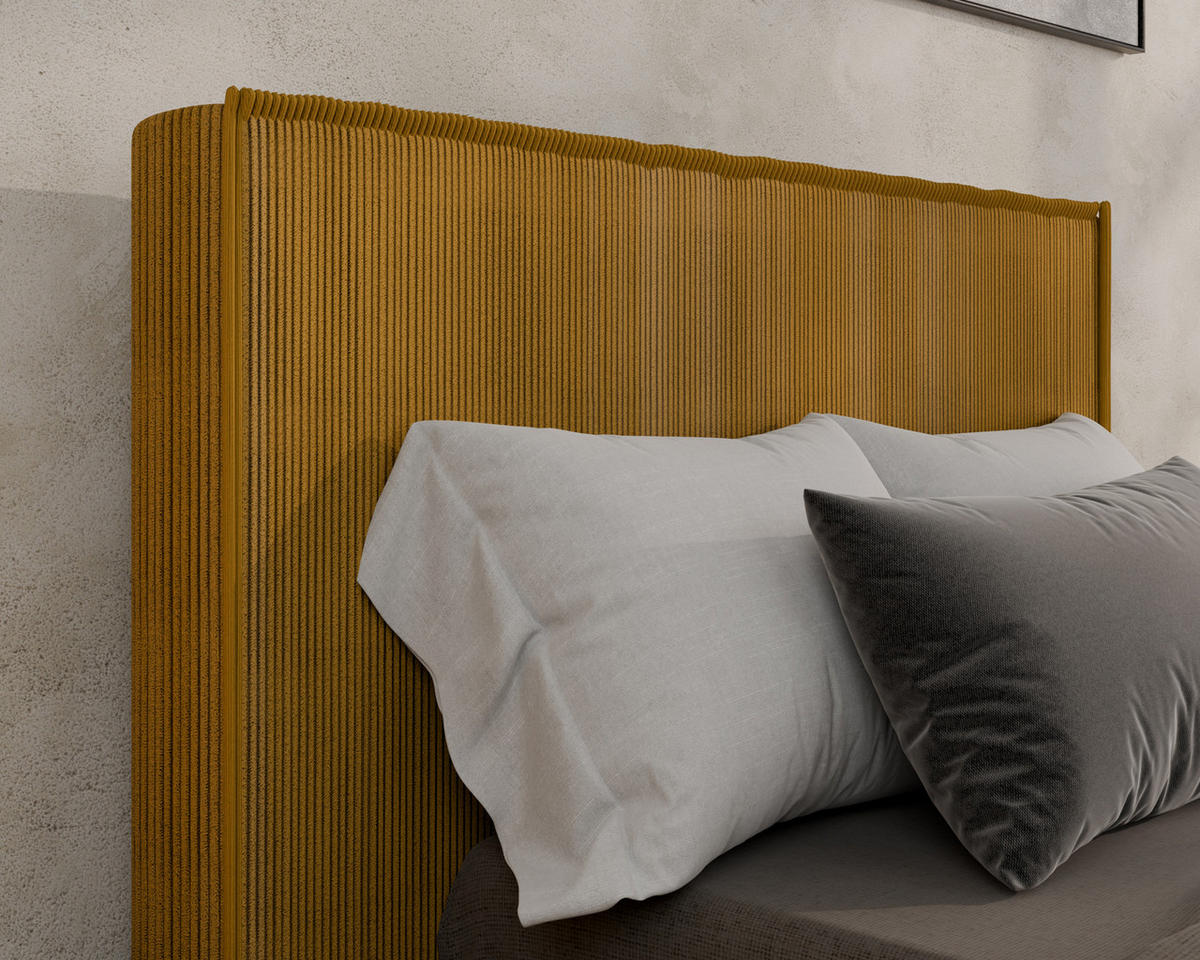 POLSTERBETT SANA 90x200cm Elegantes Polsterbett für modernen Wohnstil , ohne matratze, Currygelb - Currygelb, Holz (90/200cm) - Homesy