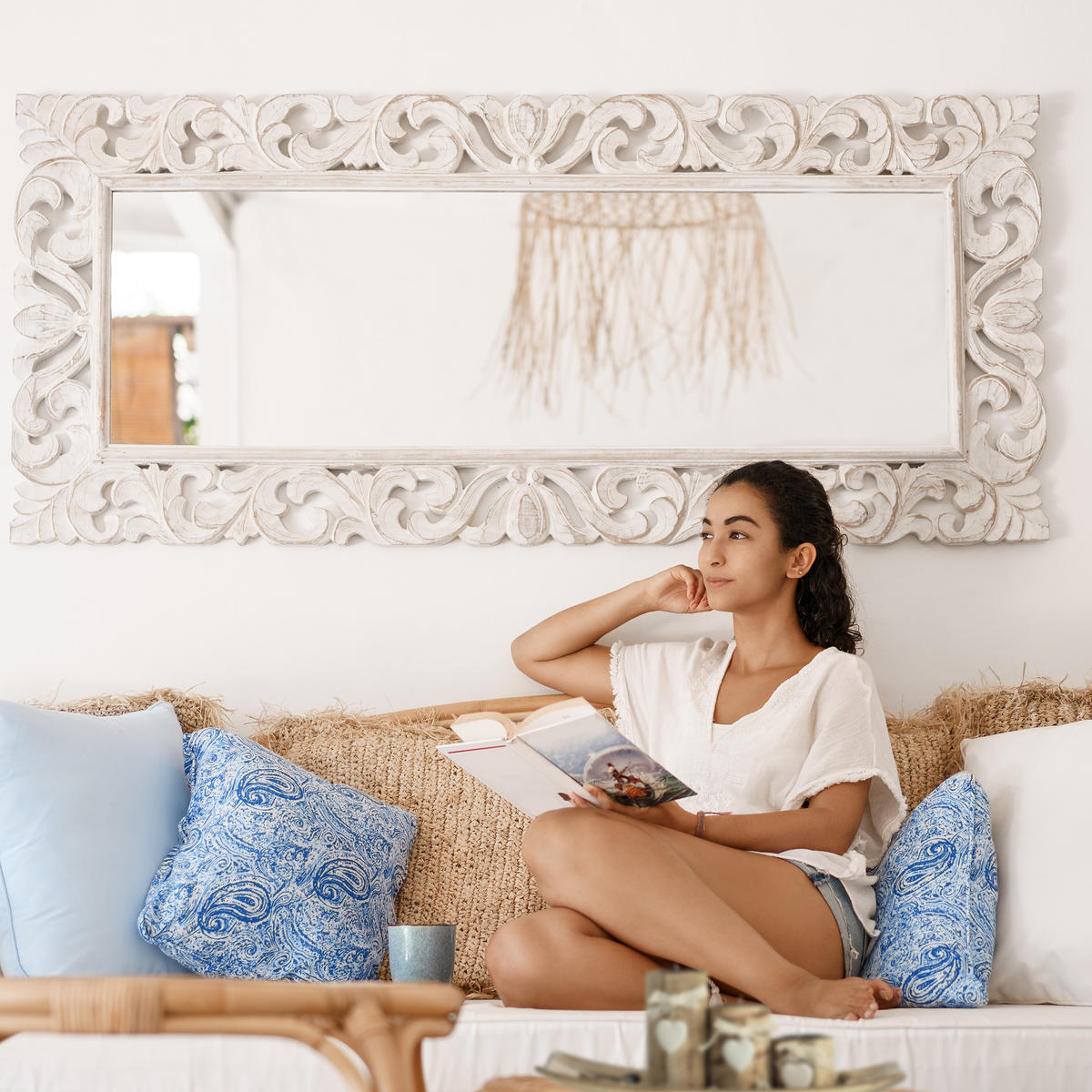 TEELICHTHALTER - Hellbraun, Holzwerkstoff/Stein (13cm) - Relaxdays