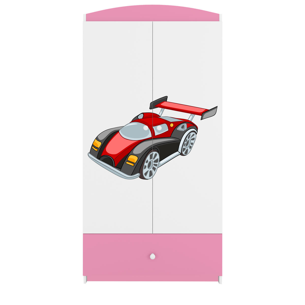 KINDERKLEIDERSCHRANK Rennwagen - Hellrosa, Holzwerkstoff (90/175/52cm) - RAUMHIRSCH FURNITURE