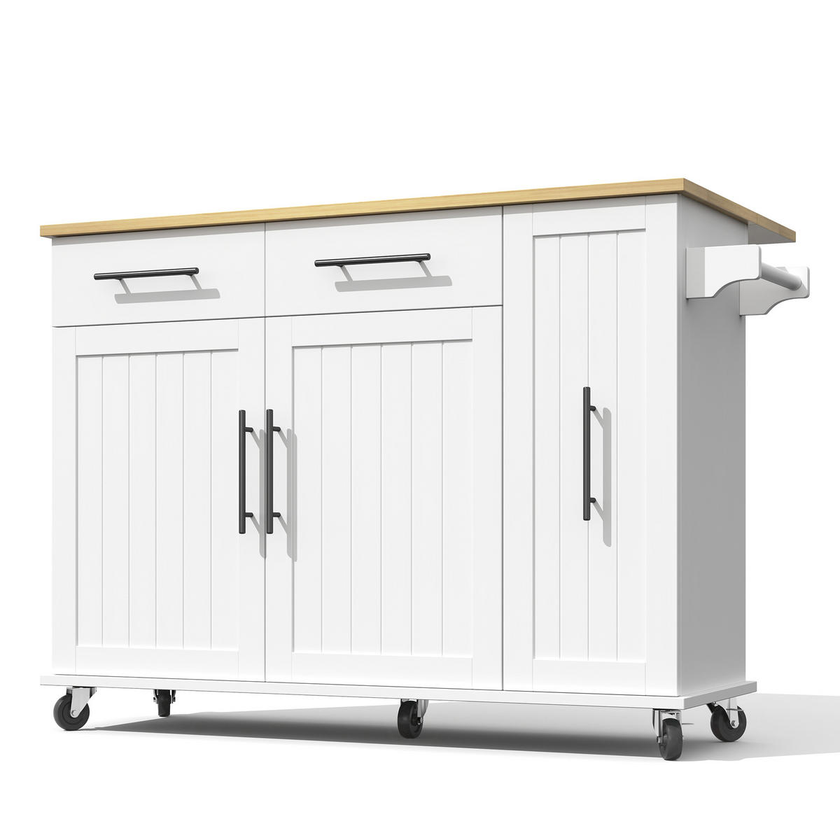 KÜCHENINSEL DE-41311 120/40-65/90 cm mit Drop-Leaf-Arbeitsplatte und 3-Tier-Organizer Weiß - Weiß, Holzwerkstoff (120/90/40cm) - ComfortXL