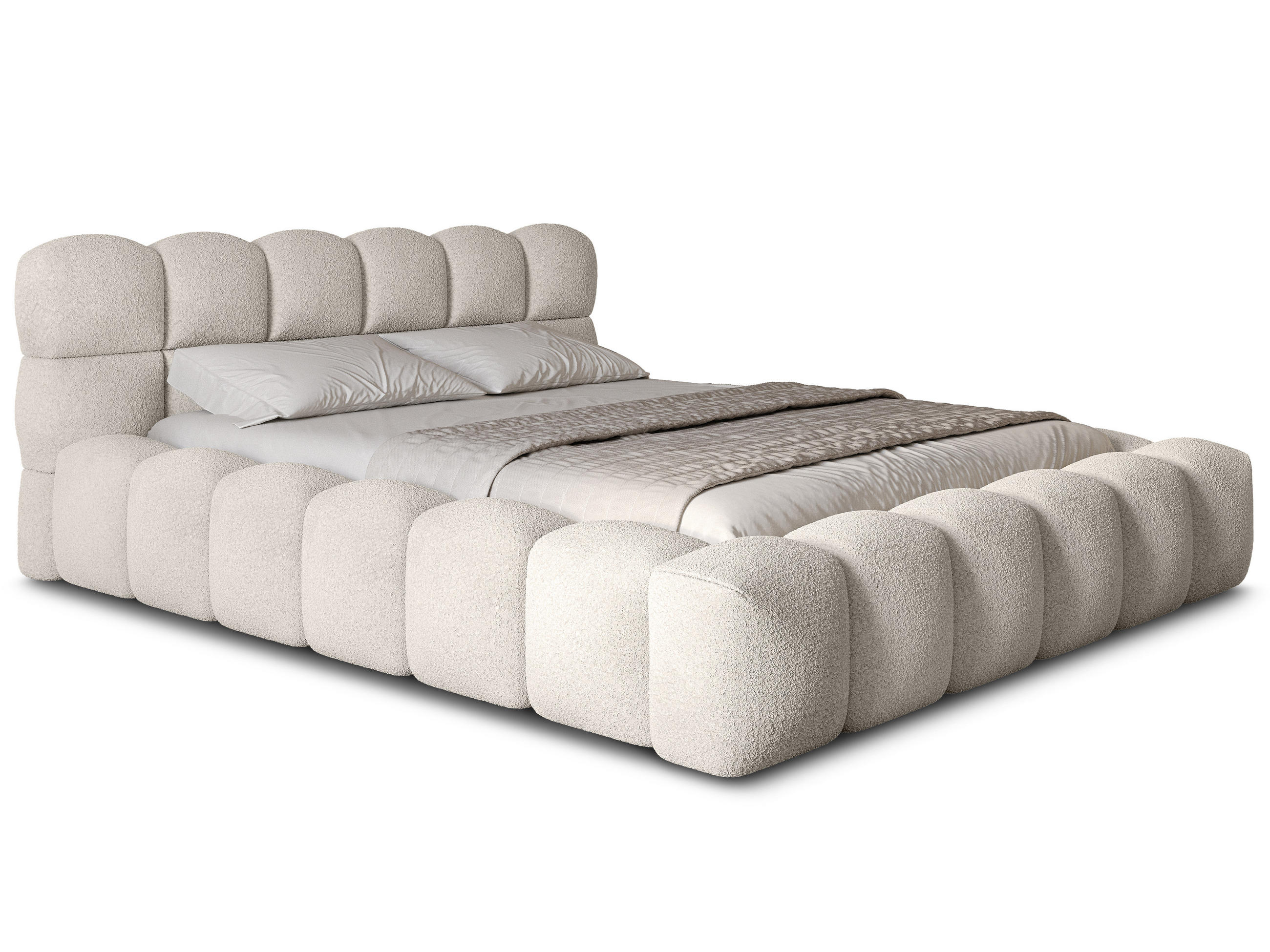 POLSTERBETT Mira 2 Hellbeige 160/200 cm Boucle mit Bettkasten - Beige, Textil/Metall (160/200cm) - wonello
