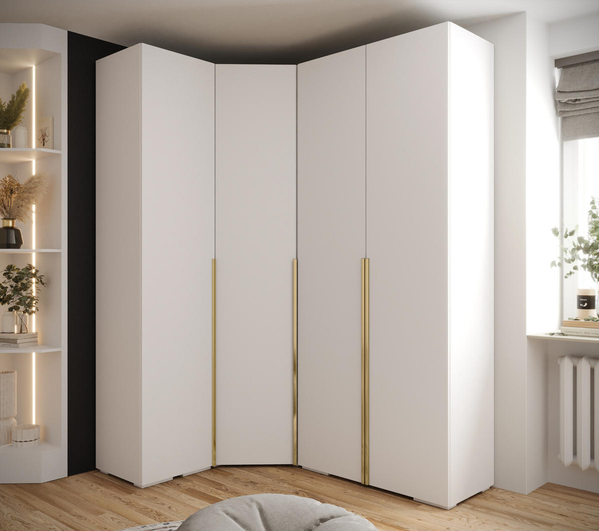 GARDEROBEN-SET 236,7/181,7/47 - Goldfarben/Schwarz, Holz/Kunststoff (181.7/236.7/47cm) - Abiks Möbel