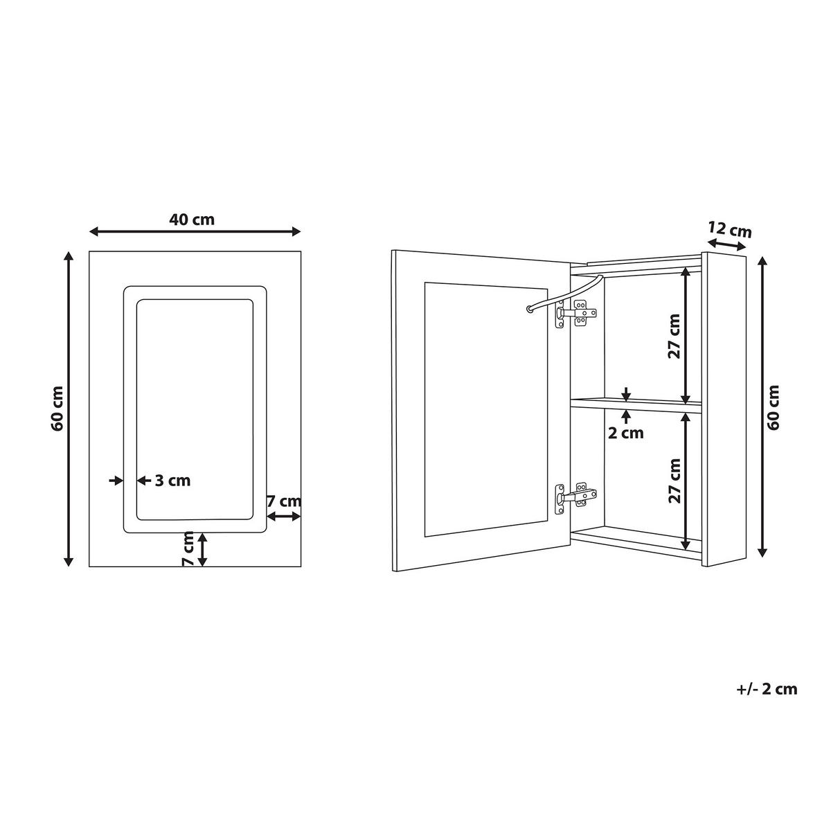 BAD SPIEGELSCHRANK weiß/silber mit LED-Beleuchtung 40/60 cm Condor - Silberfarben/Weiß, Holz (40/60/12cm) - Beliani