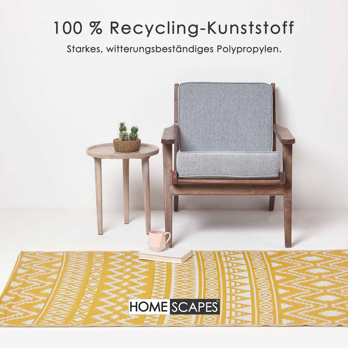 OUTDOORTEPPICH Anna mit Ethno-Muster 120/180 cm - Gelb, Kunststoff (120/180cm) - Homescapes