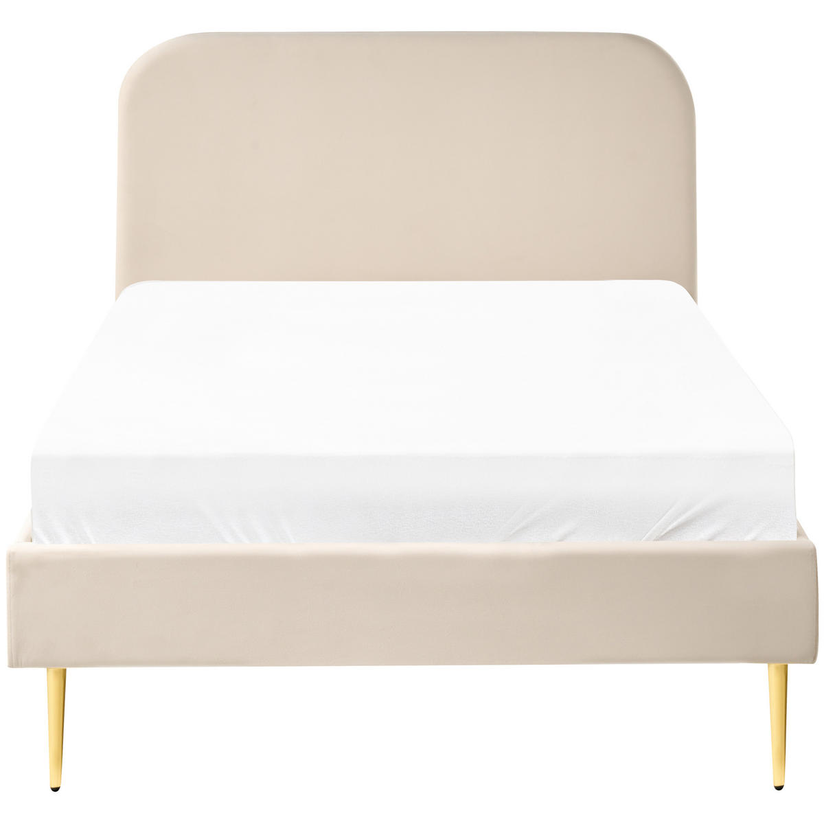 BETT mit Lattenrost 120/200 cm Samtstoff Hellbeige Flayat - Beige, Textil (120/200cm) - Beliani
