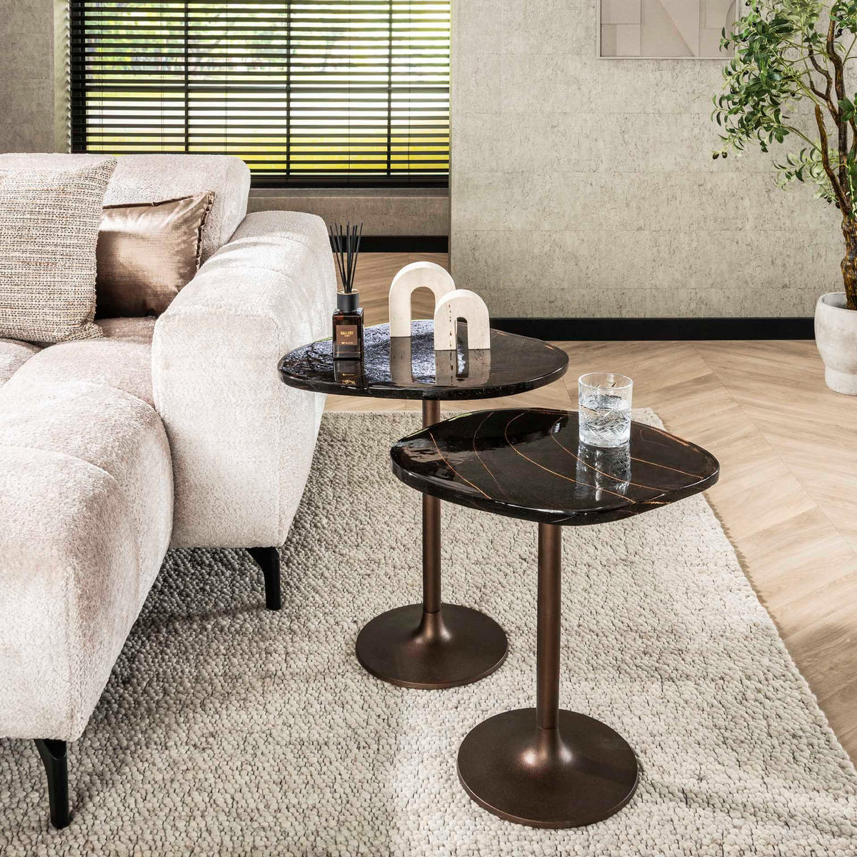 BEISTELLTISCH Eclipse Braun 42/53/50 cm - Kupferfarben, Glas (42/53/50cm) - Hoyz Collection