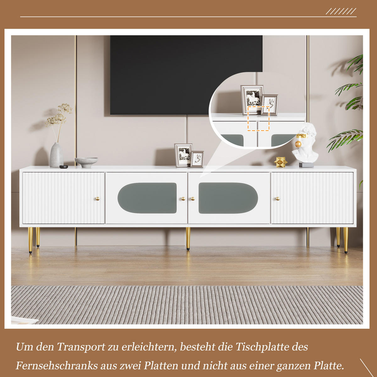 TV-SCHRANK Weiß 170/35/50 cm - Weiß, Glas/Holzwerkstoff (35/50/170cm) - Urban Meuble