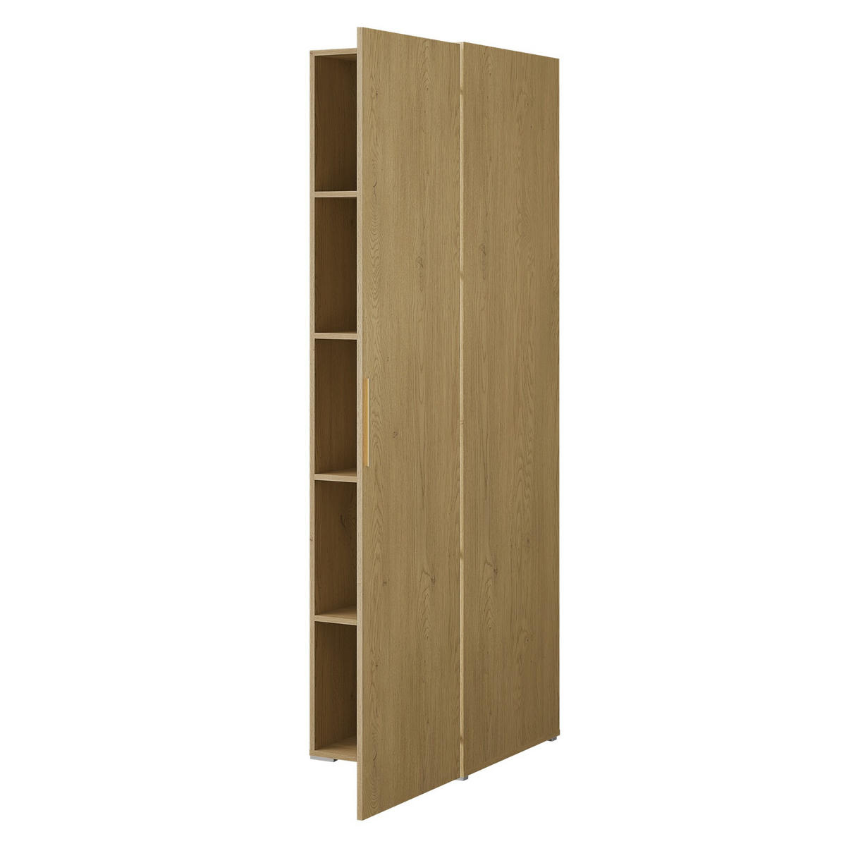 DREHTÜRENSCHRANK mit Einlegeböden Napoli 1D 50 Eiche Cremona (schwarzer oder goldener Griff) - Eichefarben/Silberfarben, Holzwerkstoff/Kunststoff (50/35/60cm) - mzm24