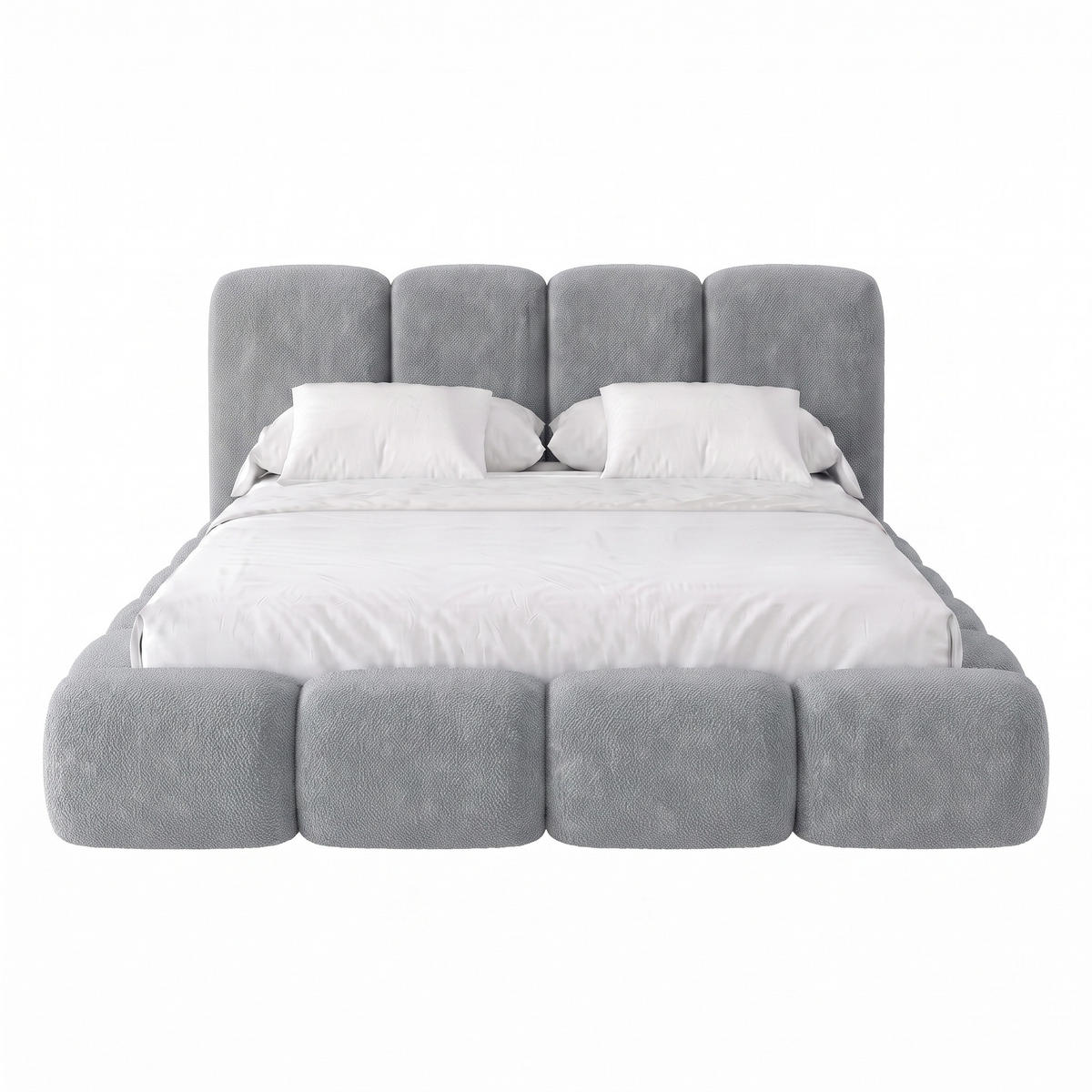 POLSTERBETT SUENO MAXI 180x200 cm in Grau, gepolstertes Kopfteil, Metalllattenrost, Bettkasten, Chenille-Stoff - Naturfarben/Grau, Holz/Textil (180/200cm) - Muffo