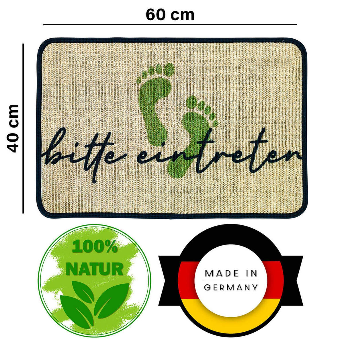 FUSSMATTE ECO-SISAL - Grün, Textil (40/60cm) - WohnDirect