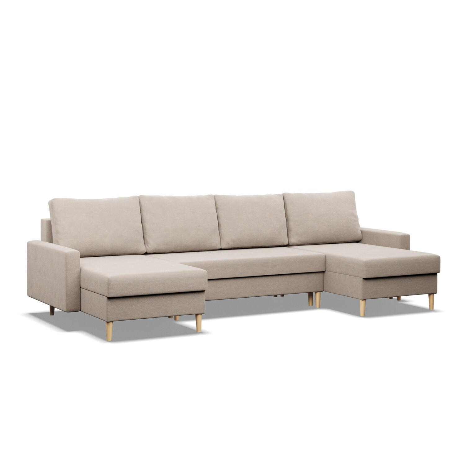 WOHNLANDSCHAFT Blank beige - Beige, Textil (294/92/140cm) - SIMKAM Furniture