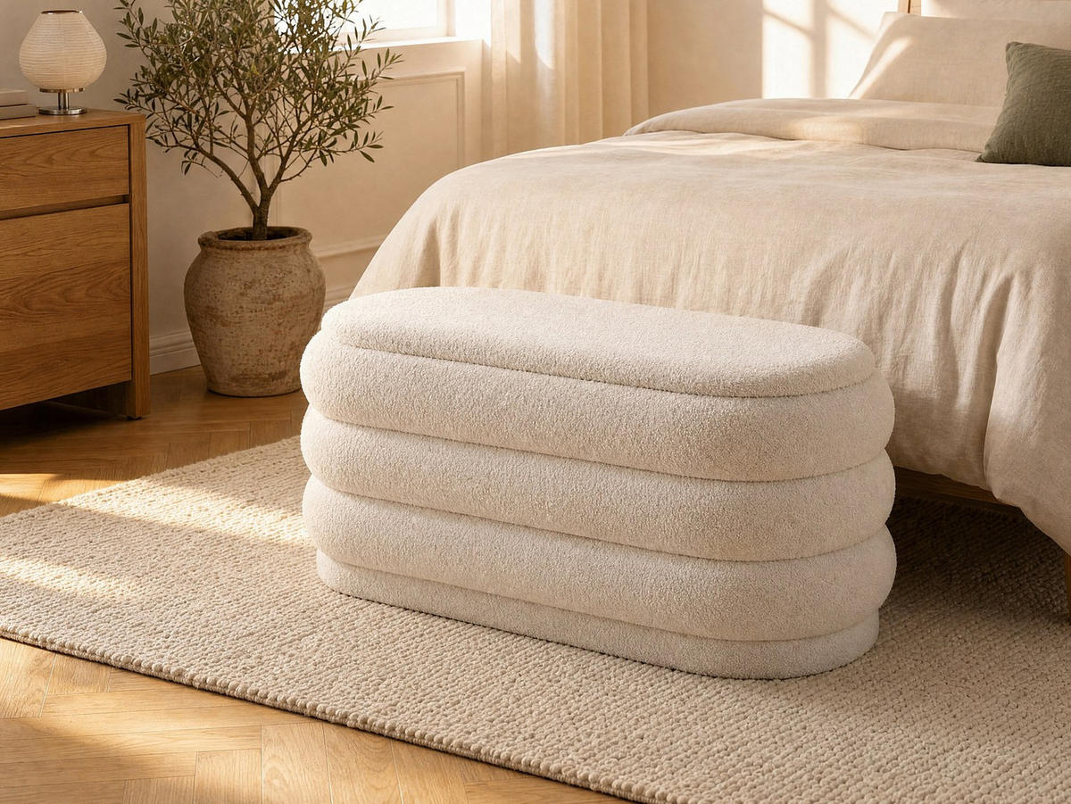 SITZBANK - 112 cm x 47 cm - stoff - weiß Ecambi - Weiß, Textil (112/49/47cm) - Vente-Unique