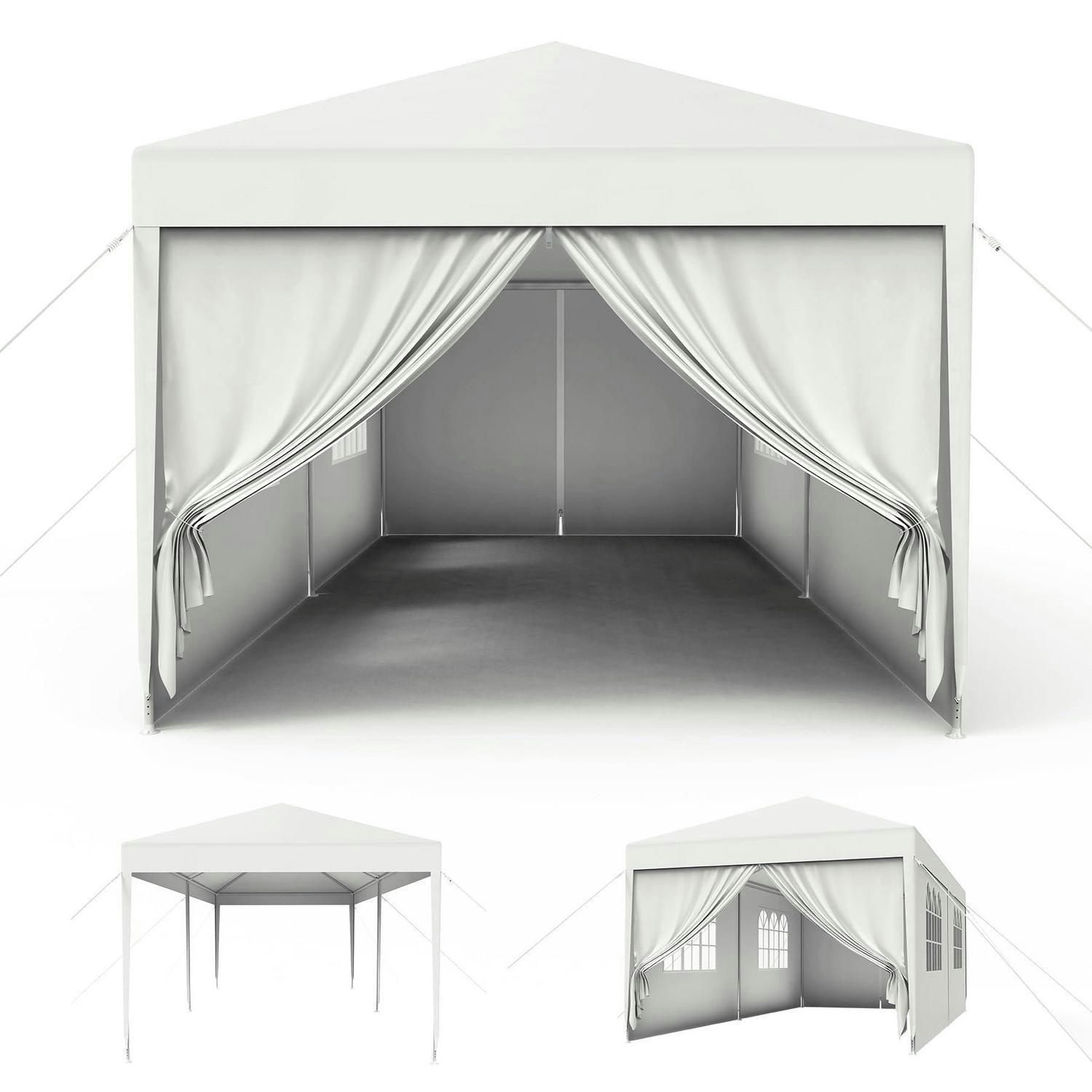 GARTENPAVILLON 3 x 6 m Weiß mit Seitenteilen und Fenstern - Weiß, Kunststoff (300/250/600cm)