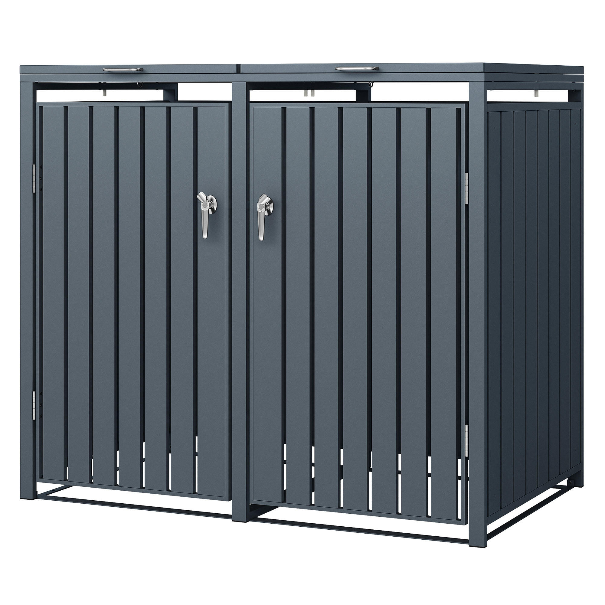MÜLLTONNENBOX 2er Anthrazit - Anthrazit, Metall (80/116.3/132cm) - ML-DESIGN