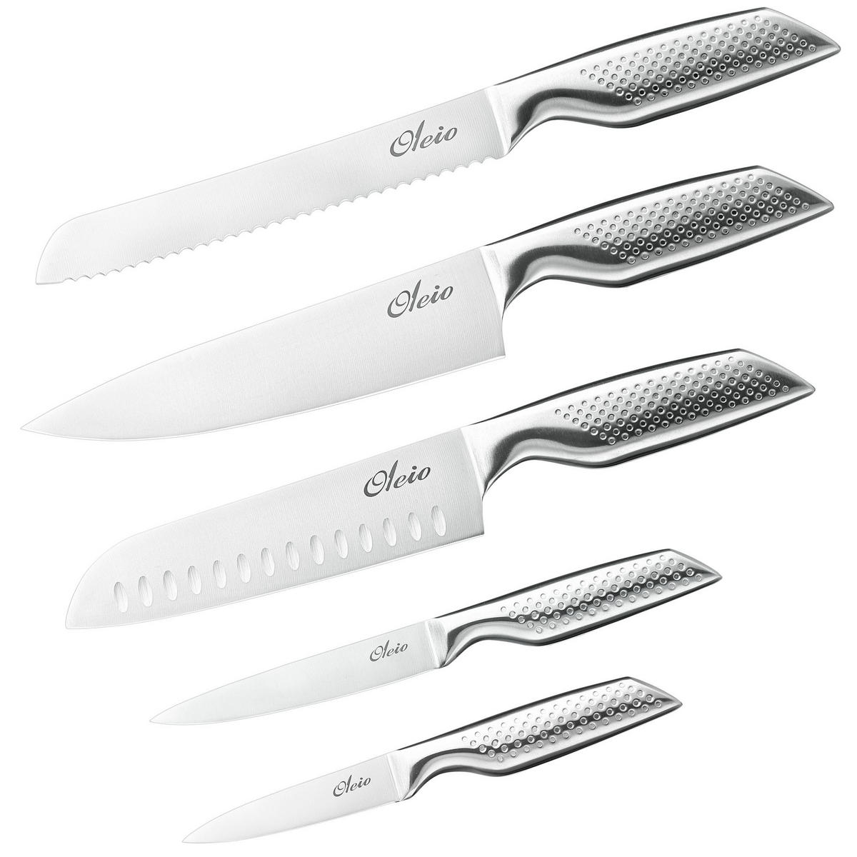 MESSERBLOCK-SET 5-TEILIG - Akaziefarben, Holz/Metall (1/1/1cm) - Oleio