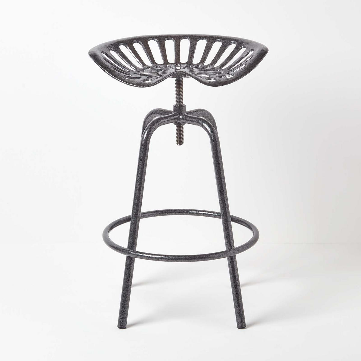 BARHOCKER Traktorsitz, Metall im Vintage-Look, höhenverstellbar - Grau, Metall (47/74/50cm) - Homescapes