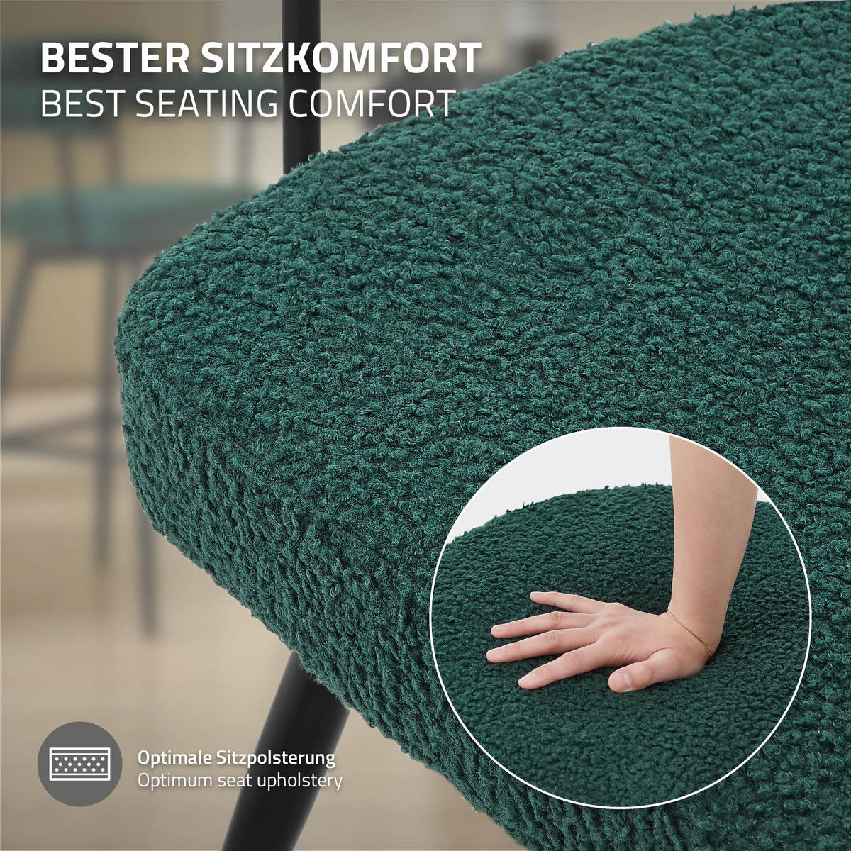 BAROVÉ STOLIČKY 4ks otočné tmavě zelené s plyšovým potahem, výška 76 cm - černá/tmavě zelená, kov/textil (61/103/55cm) - ML-DESIGN