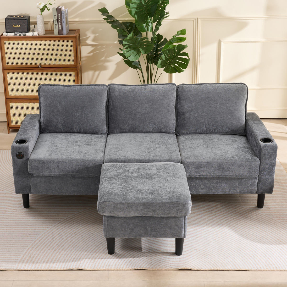 4-SITZER-SOFA Grau 202/137/80 cm - Grau, Textil (137/80/202cm) - Urban Meuble
