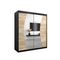 SCHWEBETÜRENSCHRANK 200/180/62 2-türig - Silberfarben/Schwarz, Holz/Kunststoff (180/200/62cm) - Abiks Möbel