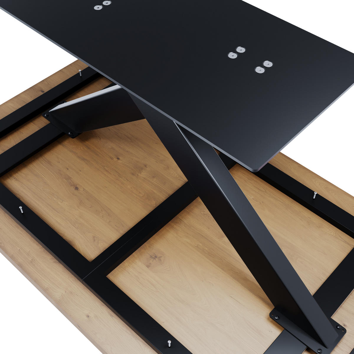 TISCHBEINE Sargas Frame Metall Schwarz 160/80/74cm - Schwarz, Metall (80/72/160cm) - Metalo Pro