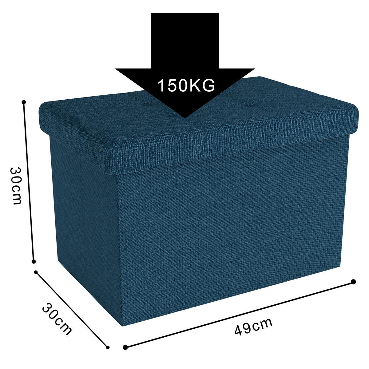 SITZBOX Faltbar mit Stauraum 49/30/30 cm (Blau) - Blau, Textil (30/30/49cm) - Intirilife